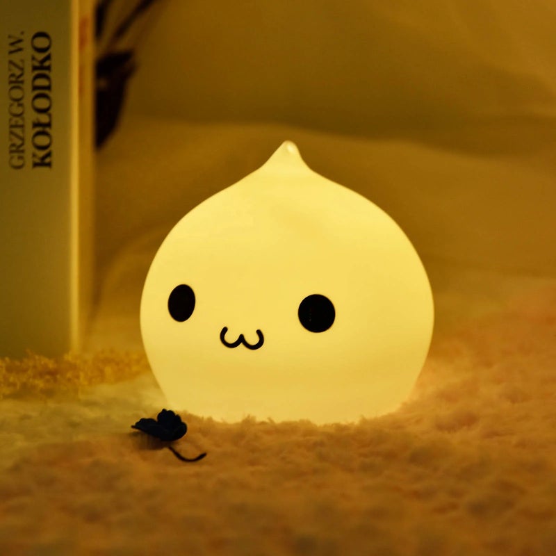 Bluejw Kawaii Dumpling Night Light - Kids Lamp Waterdrop Silicone Nursery Light Battery Powered Animal Night Lights for Baby Toddler Teen Bedrooms - Image 2